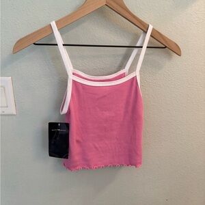 Brandy Melville Pink and White Women's Tank Top NWT